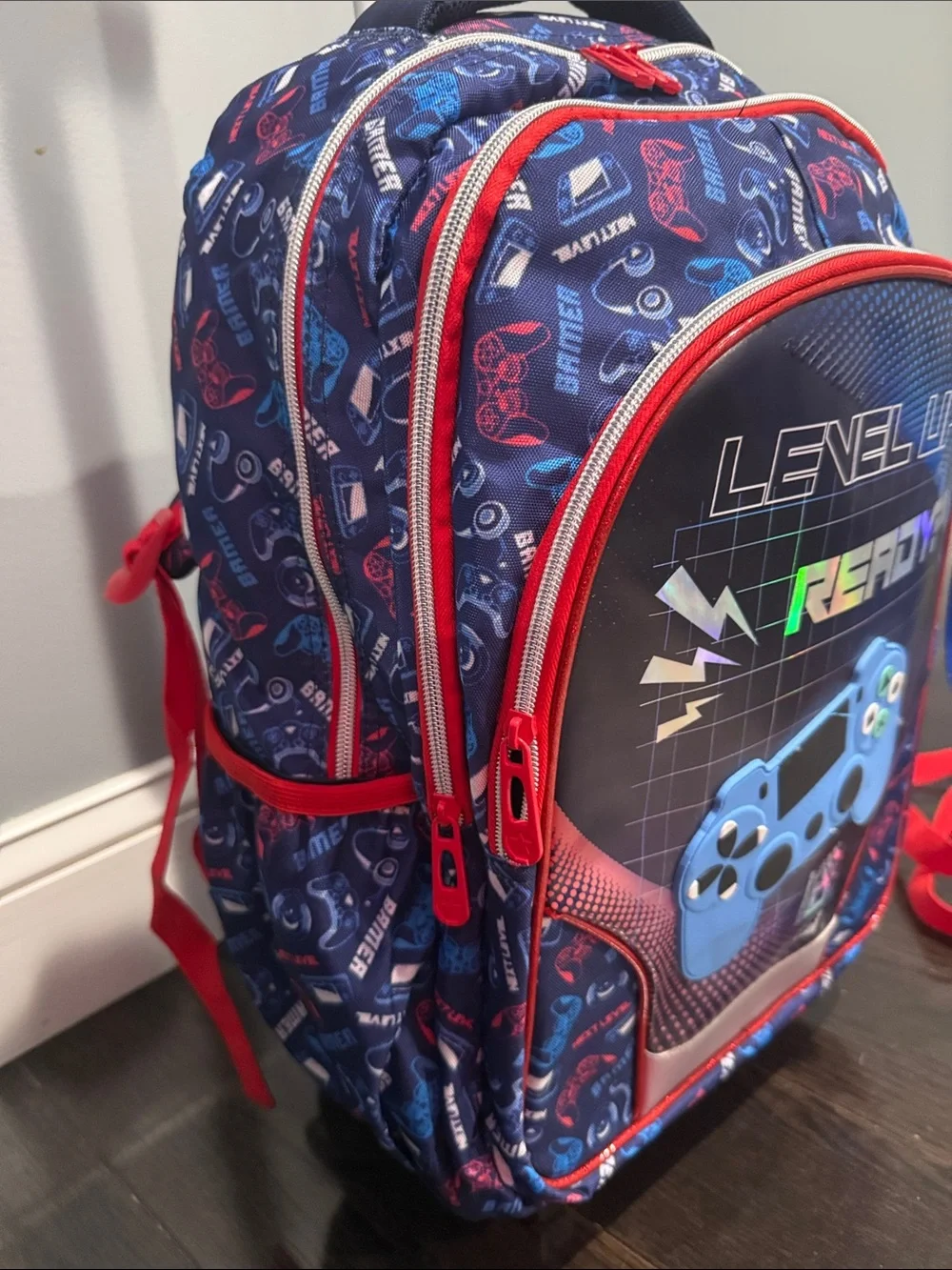 Blue 'Level Up Ready' Rolling Gaming Backpack Set